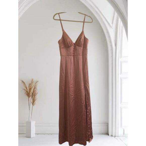 ✨AZAZIE MINA STRETCH SATIN LiGHT PINK DRESS✨ - Picture 6 of 10